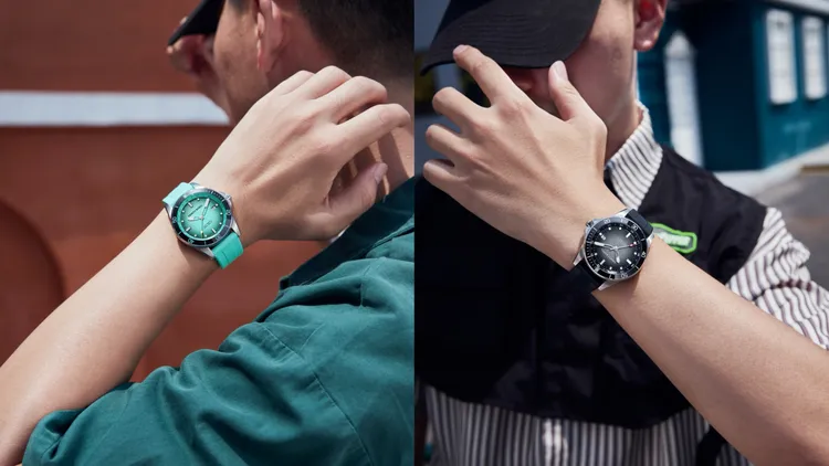 依波路Sage睿智系列龐克煙燻腕錶，41mm，316L不鏽鋼錶殼，黑灰岩/薄荷藍漸層錶面，橡膠錶帶，瑞士自動上鍊機芯SW200，動力儲存38小時，防水深度200米，3萬8500元。品牌提供
