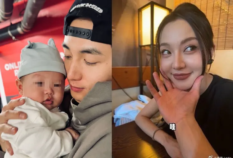 黃皓曬老婆和兒子。翻攝黃皓微博