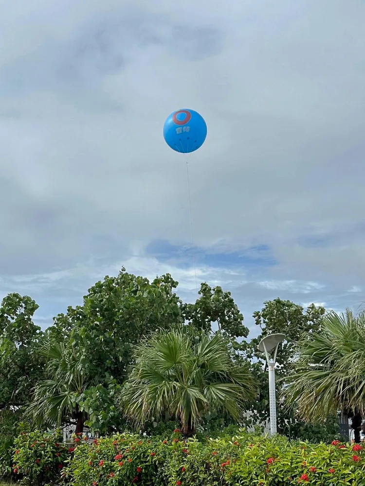 從進入活動場地的跨海大橋沿路就可看到《壹蘋新聞網》的巨型氣球。《壹蘋新聞網》攝