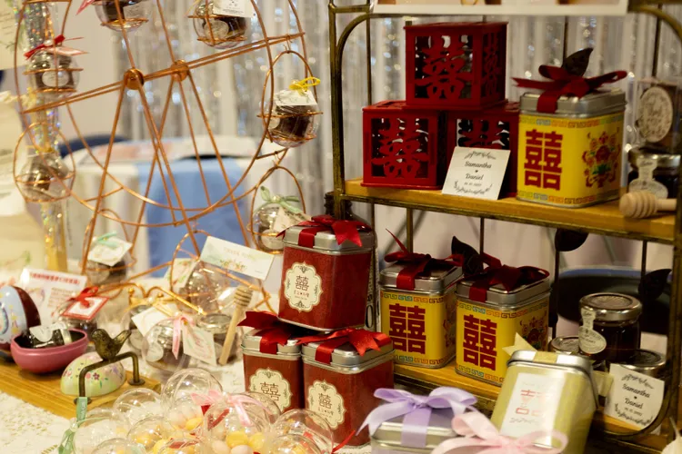 購物節現場展示的婚禮小物。北市商業處提供