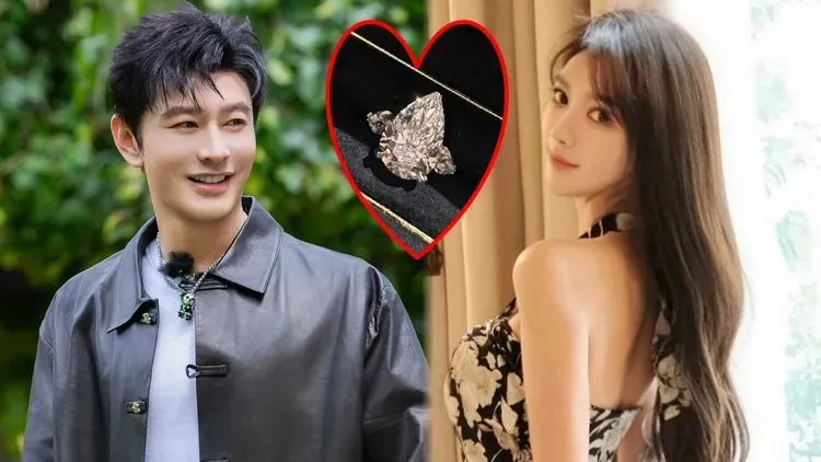 葉珂（右）曬出巨鑽，被指和黃曉明已領證結婚。翻攝黃曉明工作室微博、葉珂抖音