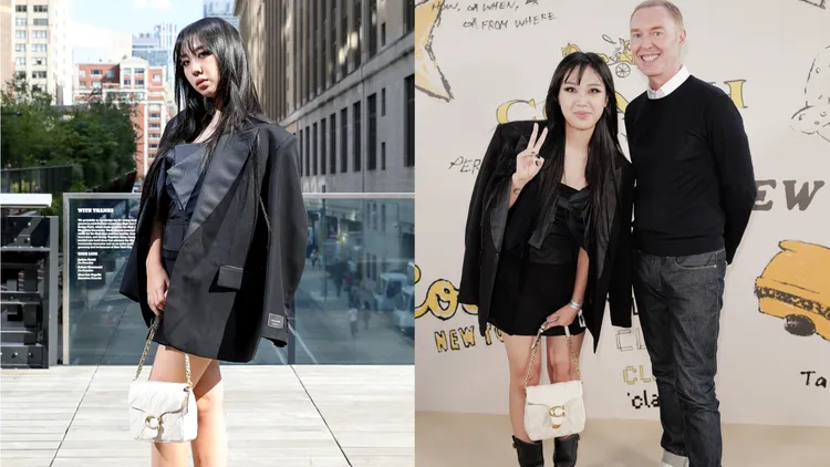 李泳知（左圖、右圖左）與創意總監Stuart Vevers合照。品牌提供