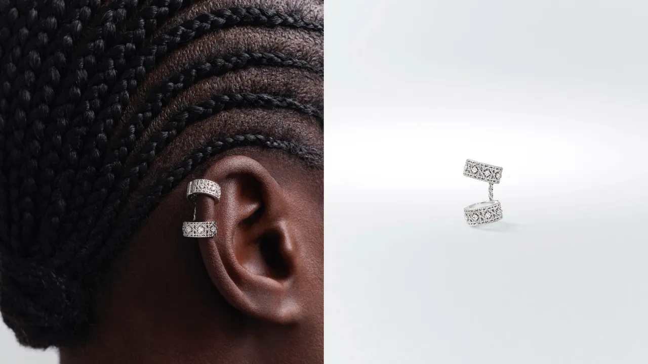 My Dior 18K白金鑲鑽耳環，19萬7000元。品牌提供