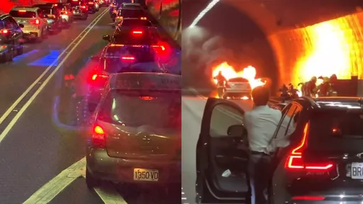 雪隧「車燒成火球」影片曝光!隧道內黑煙密佈