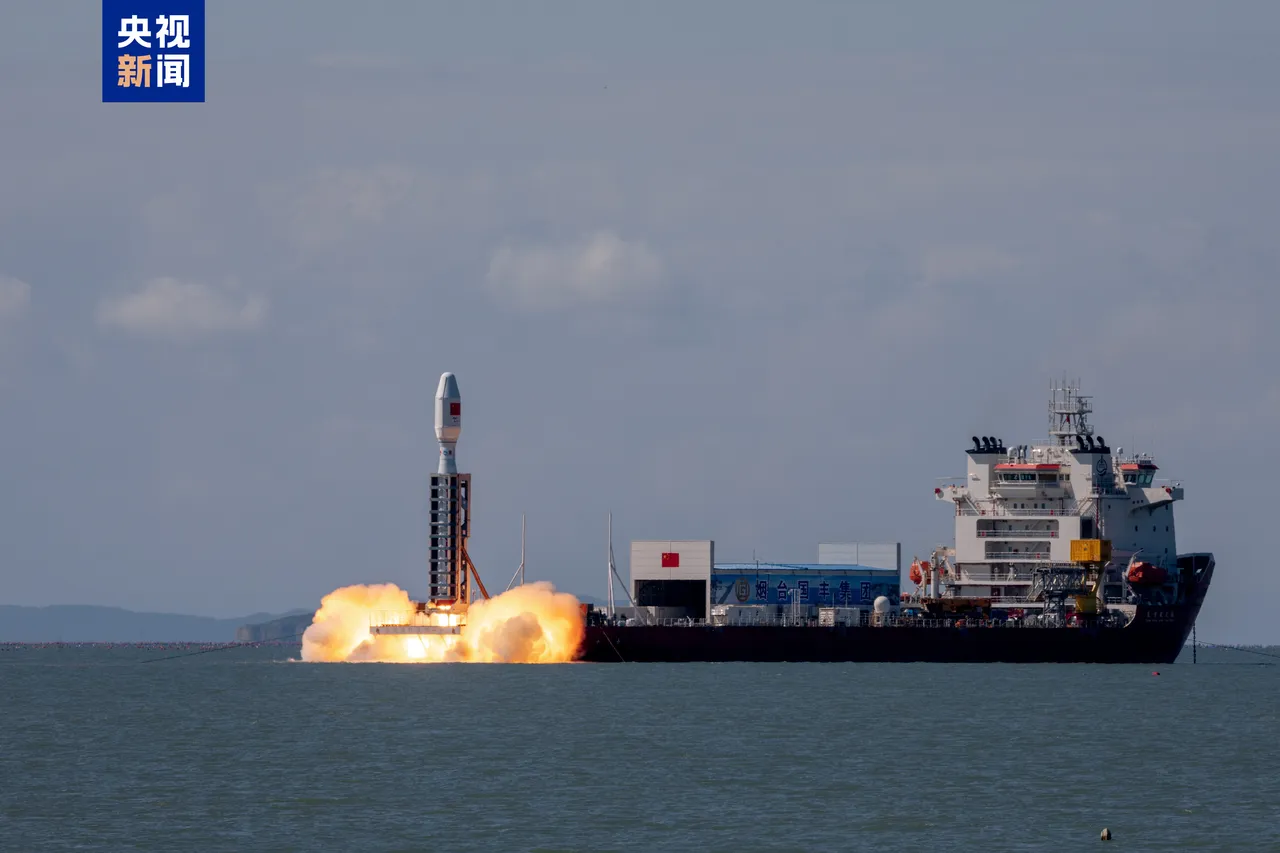中國太原衛星發射中心在山東海域發射運載衛星火箭。圖取自央視新聞