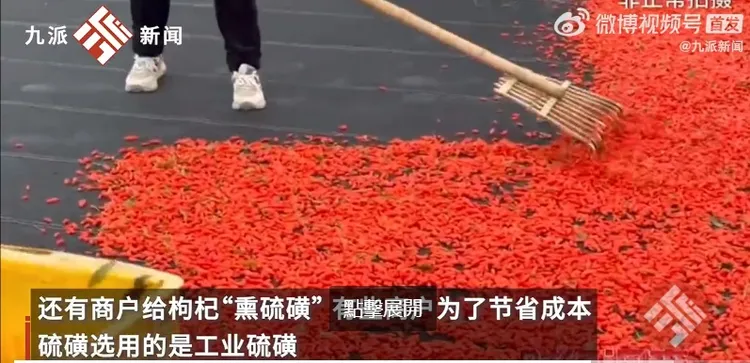 枸杞顏色明顯太過紅潤。翻攝自微博