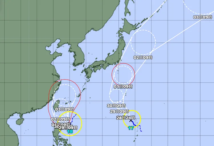 日本氣象廳發布最新消息，熱帶性低氣壓（TD22）今（28）日上午已生成為今年第18號颱風「山陀兒」（KRATHON）。日本氣象廳