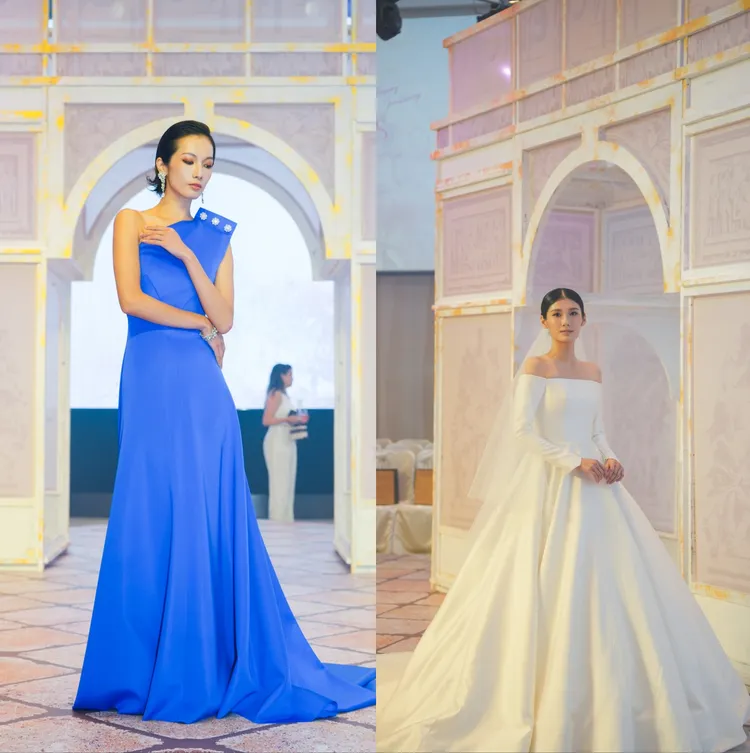 Mackent Group BEYOND SPACER R-SERIES環保高級訂製禮服呼應法國國旗色調。《美麗佳人》提供