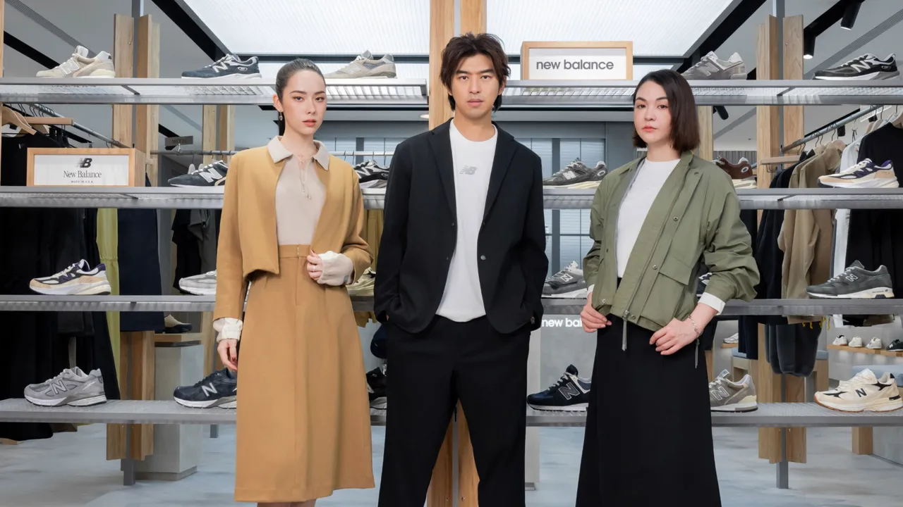林奕嵐（左起）、陳柏霖、張榕容替New Balance站台。品牌提供