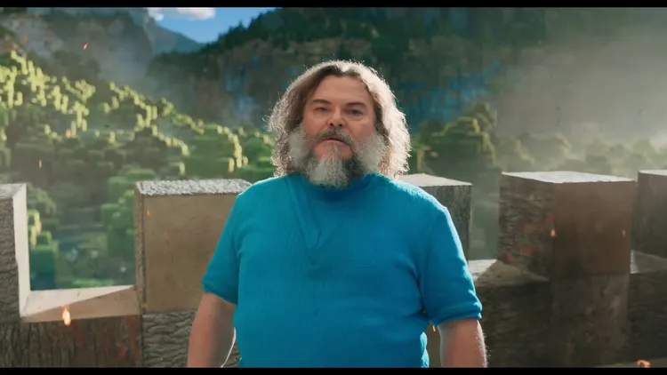 傑克布萊克飾演《Minecraft》的虛構人物史蒂夫。翻攝Warner Bros. Pictures YT