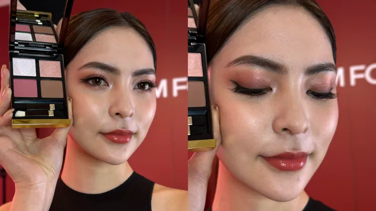 Model示範Runway高級訂製四格眼盤#02 Rose Veil。張家玲攝