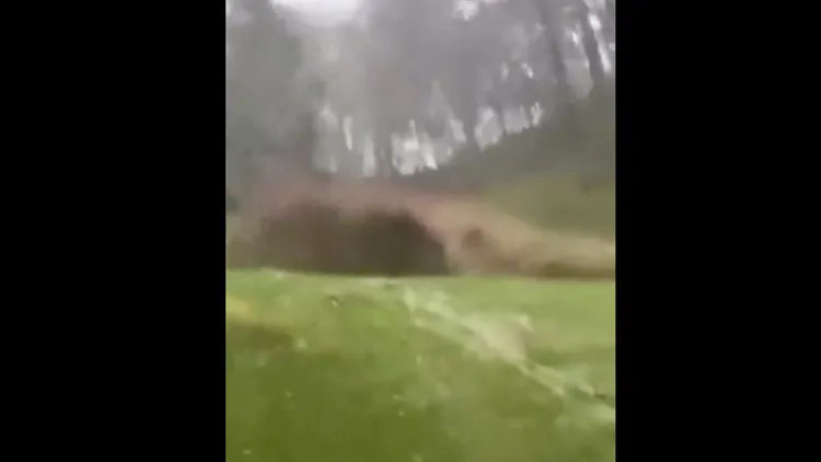 田納西州土石流從山上瞬間狂瀉。翻攝自X@ReedTimmerUSA