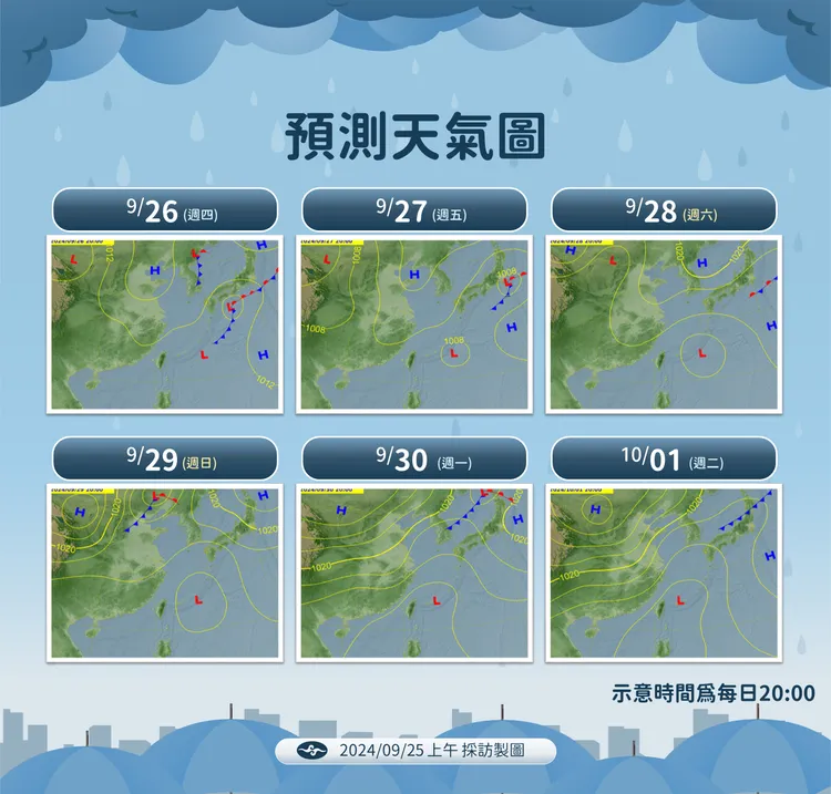 預測天氣圖。氣象署提供