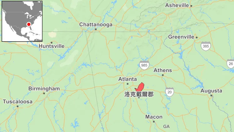 化工廠火災地點位於美國東南的洛克戴爾郡。自製地圖