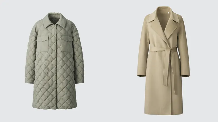 UNIQLO : C女裝PUFFTECH輕暖科技外套（左）3490元、雙面織紋大衣（右）3990元。品牌提供