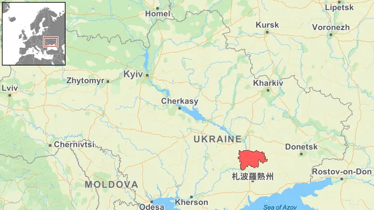 札波羅熱州昨日遭俄軍砲擊。自製地圖