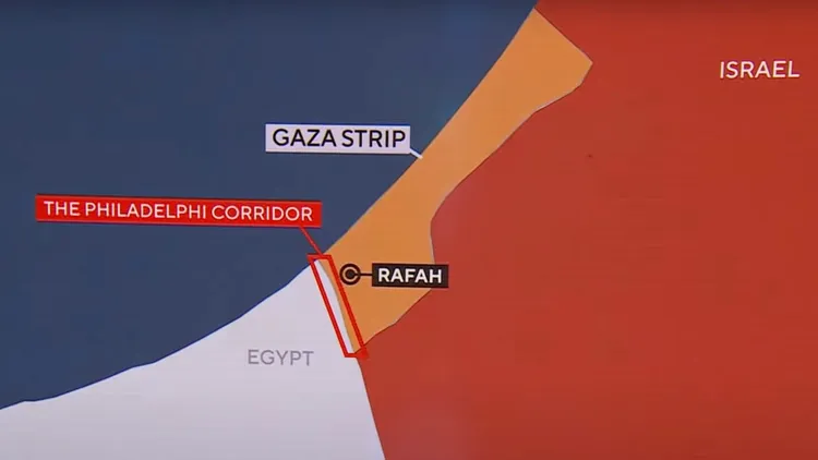 新曝光的哈瑪斯地道位於拉法市（Rafah）。翻攝自CBS Morning
