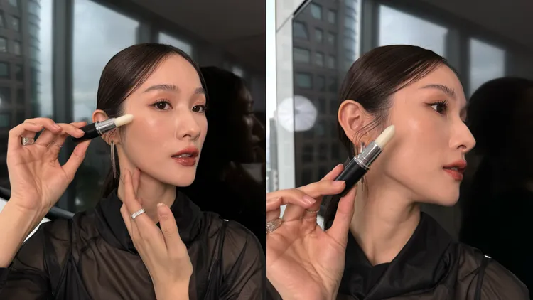 無色的#000還能當作臉部高光棒使用。張家玲攝