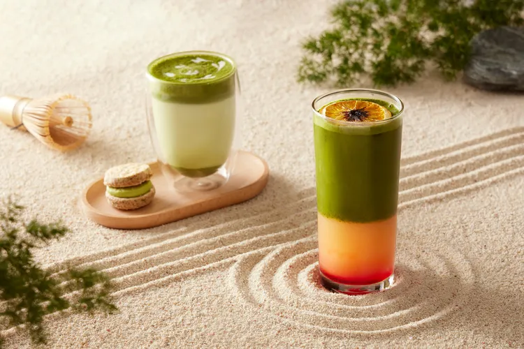 大廳酒吧推出兩款抹茶調飲。台北喜來登提供