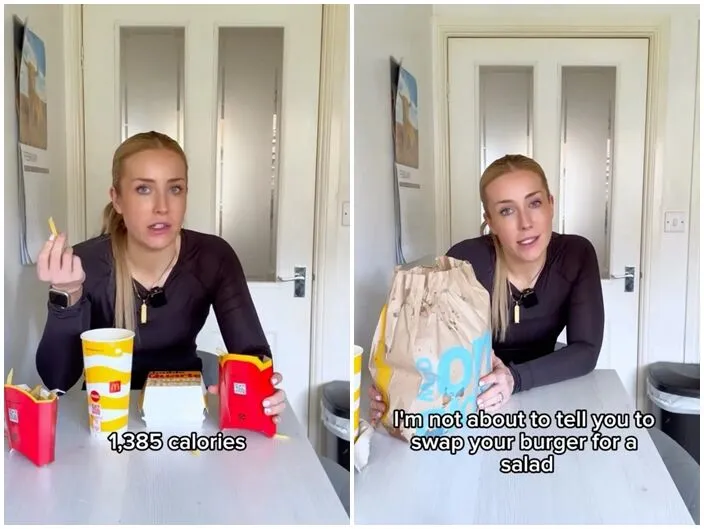 減重教練梅伊拍片向大家介紹在麥當勞怎麼點餐也能吃得健康。