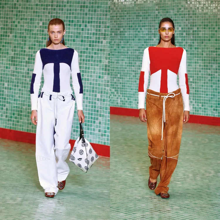 色塊拼接毛衣外觀形似運動上衣。品牌提供
