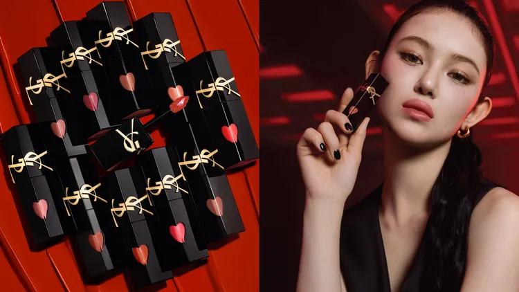 YSL奢華印記鎖心光唇釉，各1580元。品牌提供