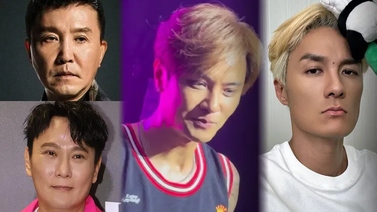 網友看到羅志祥（中）這個樣子會聯想到吳剛（左上）、張信哲（左下）、吳克群（右）。翻攝內娛君微博、百度百科、吳克群微博、資料照片