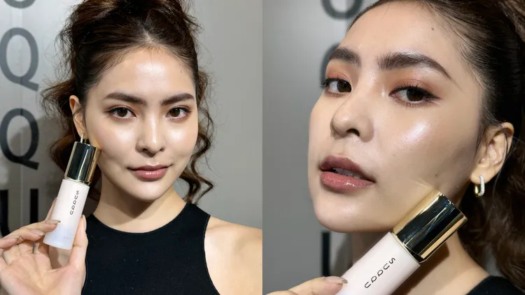 Model使用SUQQU絕緻艷澤妝前乳。張家玲攝