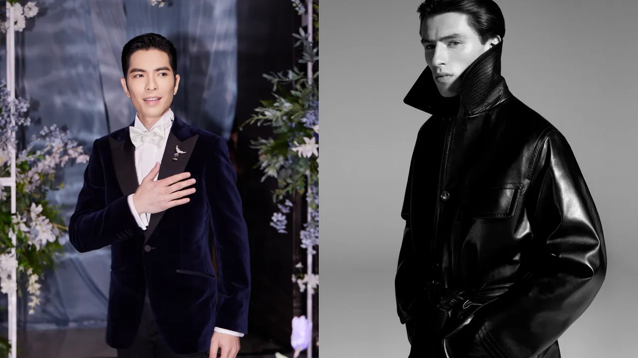 蕭敬騰（左）婚禮上選穿dunhill訂製服裝。品牌提供