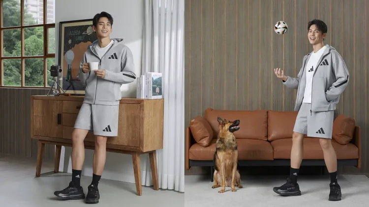 林柏宏改以灰色系穿搭營造滿滿休閒氣息。品牌提供