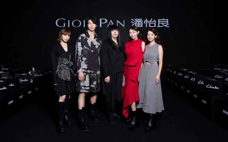走秀嘉賓李芷霖（左起）、林郁婷、設計師潘怡良、林襄、張雅涵。潘怡良GIOIA PAN提供
