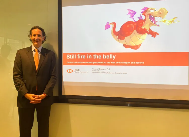 滙豐集團首席亞洲經濟學家暨亞太地區研究聯席主管范力民 (Frederic Neumann) 今針對「全球及亞洲地區經濟展望」提出看法。滙豐銀行提供