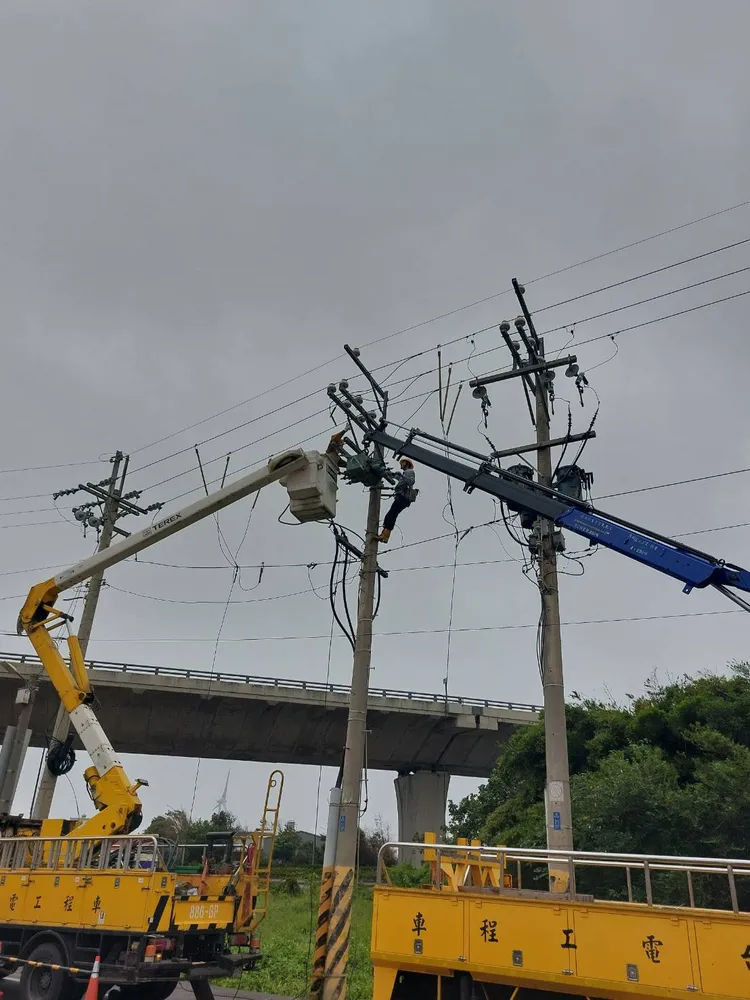 台中目前累計停電戶數近4千戶，陸續修復中。台電提供