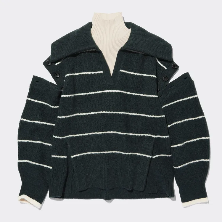 GU x Rokh條紋水手領針織衫，1490元。品牌提供