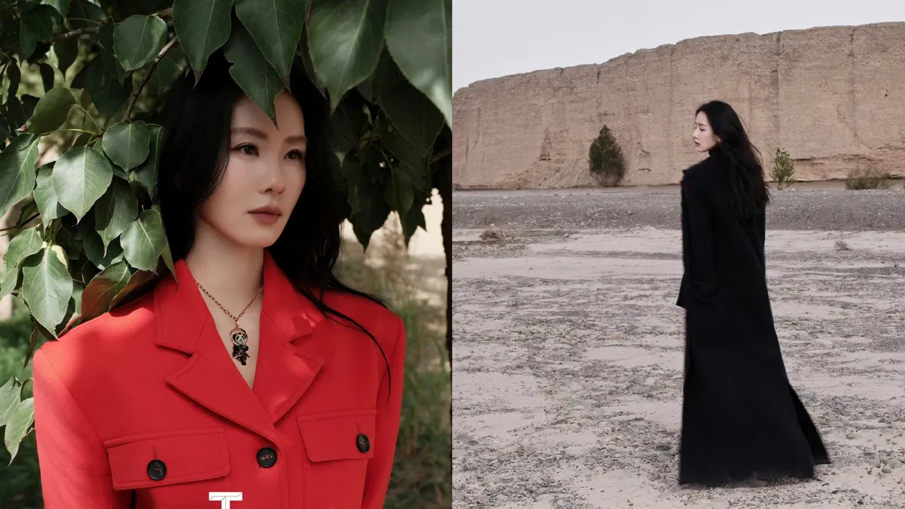 劉詩詩拍攝《T Magazine》封面。翻攝劉詩詩微博