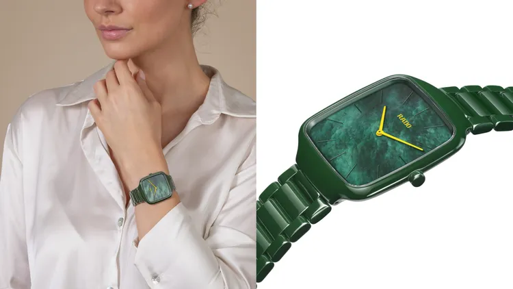 錶款以綠色高科技陶瓷搭配綠色珍珠母貝錶盤打造層次視覺。品牌提供