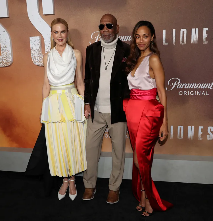 妮可（左起）、摩根費里曼與柔伊莎唐娜都出席首映。路透