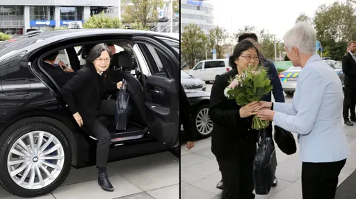 沒了總統架子!蔡英文抵捷克「1舉動太反常」 網驚:隨扈呢