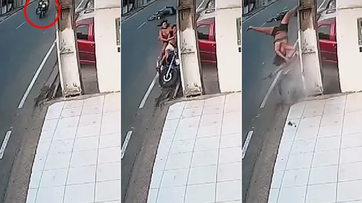驚悚影片｜前方機車想轉就轉　雙貼女騎士閃不過撞鐵柱1死1危
