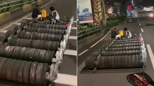 1台車竟用了100顆輪胎 超特殊「算盤車」路上跑