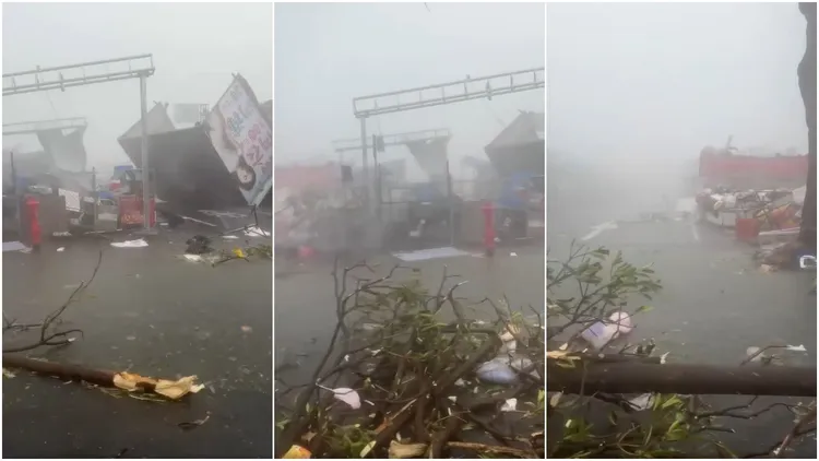 颱風「山陀兒」重創高雄，鳳山青年夜市一片狼藉。翻攝《爆料公社》臉書