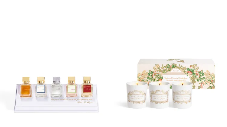 MFK奢華隨行香氛禮盒（左圖）10ml*5／9800元、限量版香氛蠟燭禮盒（右圖）95g*3／4800元，單顆280g／3600元。品牌提供