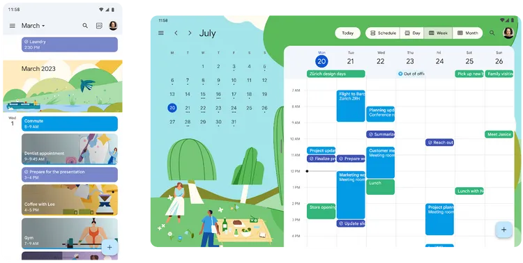 Google 2025年日曆插圖還會為特定節日加入專屬配圖。Google提供