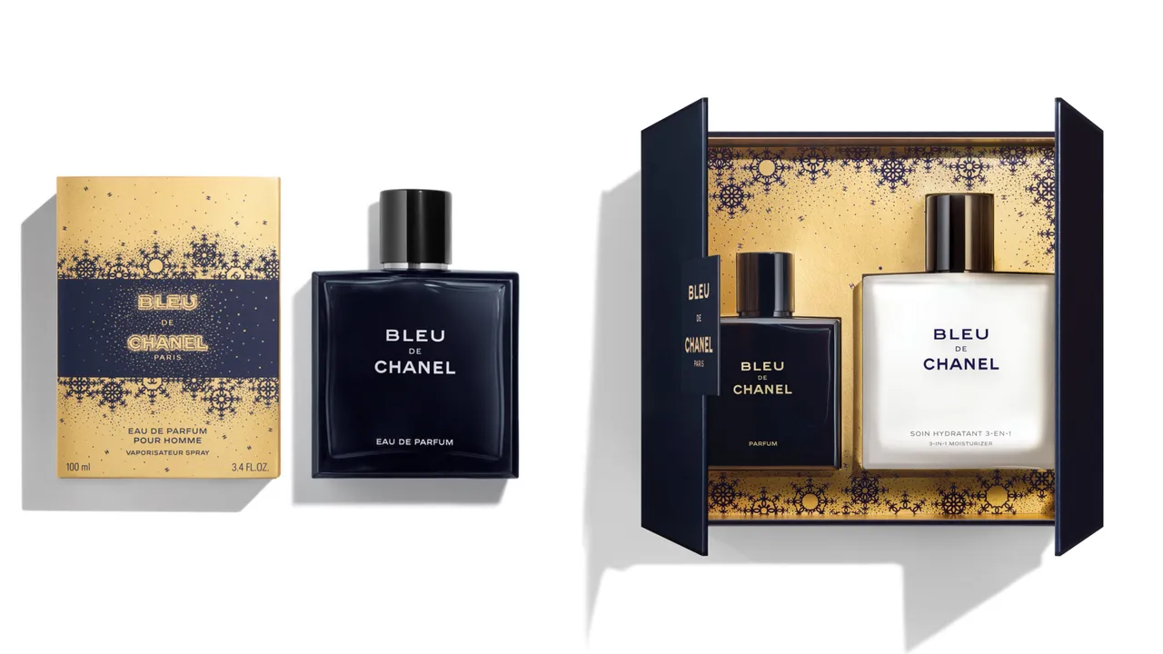 藍色男性香水雪花限定（左圖），100ml／5200元；藍色男性雪花典藏禮盒（右圖），50ml藍色香精+90ml全能鬍後乳，6510元。品牌提供