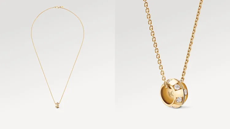 Le Damier de Louis Vuitton項鍊配黃K金及鑽石，19萬6000元。品牌提供