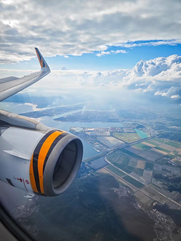 搭乘台灣虎航從台北直飛岡山。田欣雲攝影