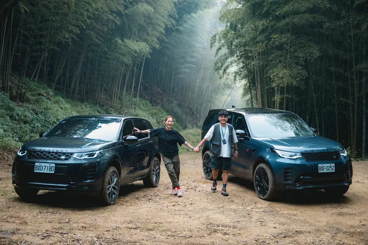 越野路線，讓藝人夫妻檔GiGi（左）、史丹利留下深刻印象，形容現場環境，「宛如開到了侏儸紀公園。TVBS提供