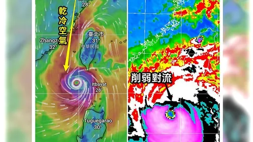 山陀兒原地打轉後開始移動!吸到北方乾冷空氣對流被削弱