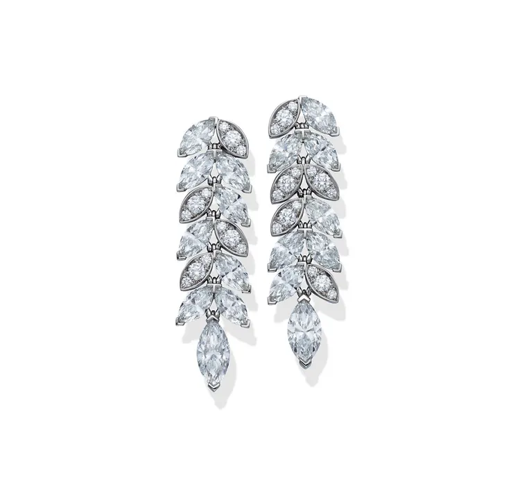Tiffany Victoria鉑金鑽石耳環。品牌提供