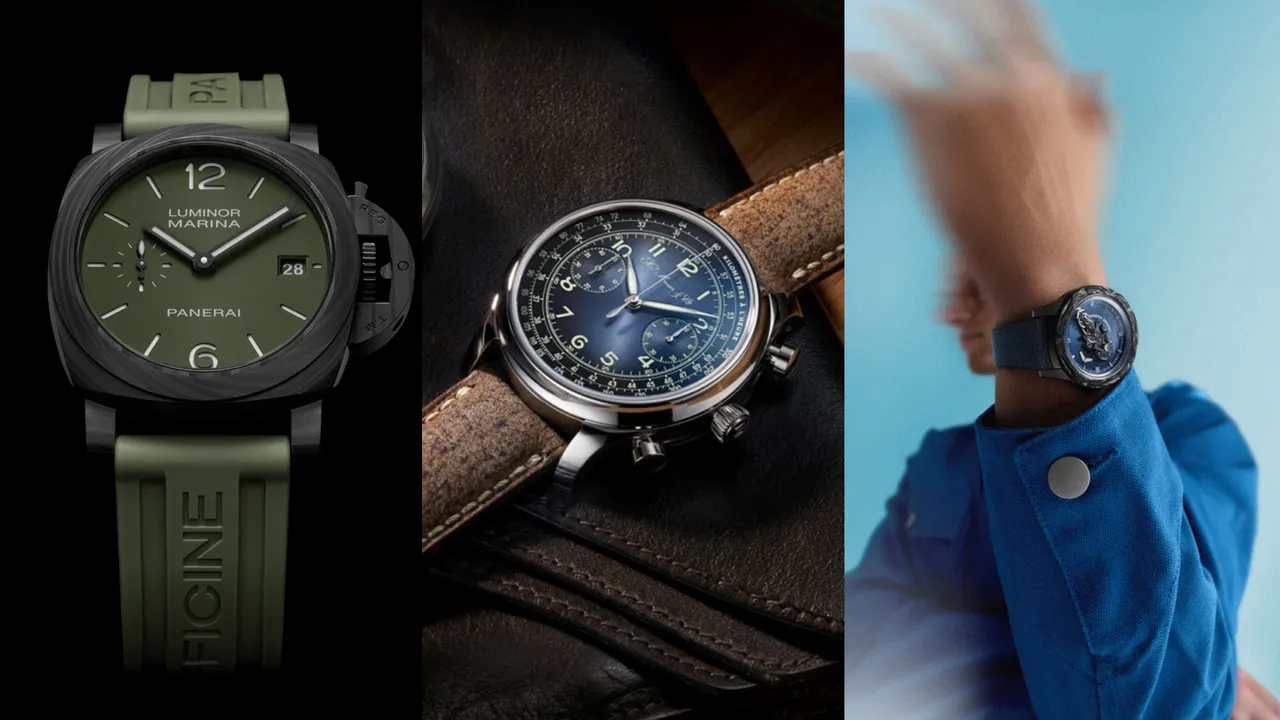 沛納海（左起）、亨利慕時、雅典錶本周推出的新錶。品牌提供